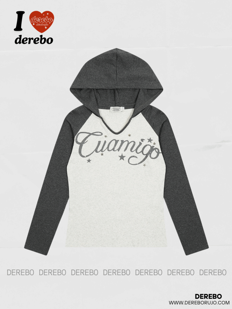 스타 비즈 나그랑 레터링 후드 긴팔 티