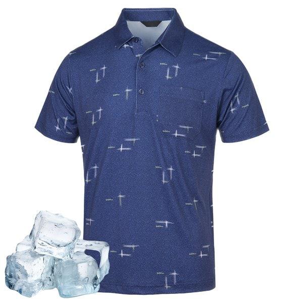 夏の男性用冷感カラー半袖Tシャツ SJ2-KAHG-TS921-ネイビー