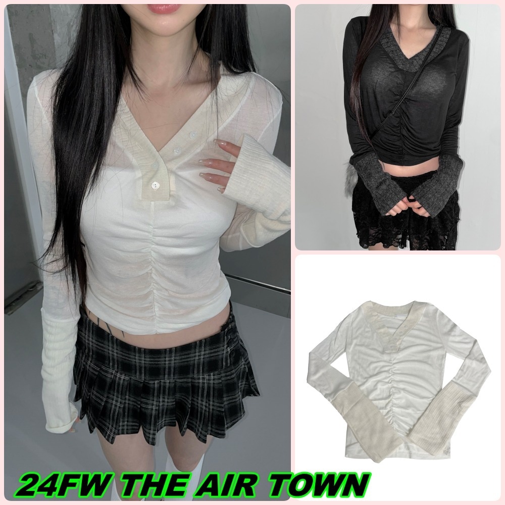 【THEAIRTOWN】24FW Barley part knit top