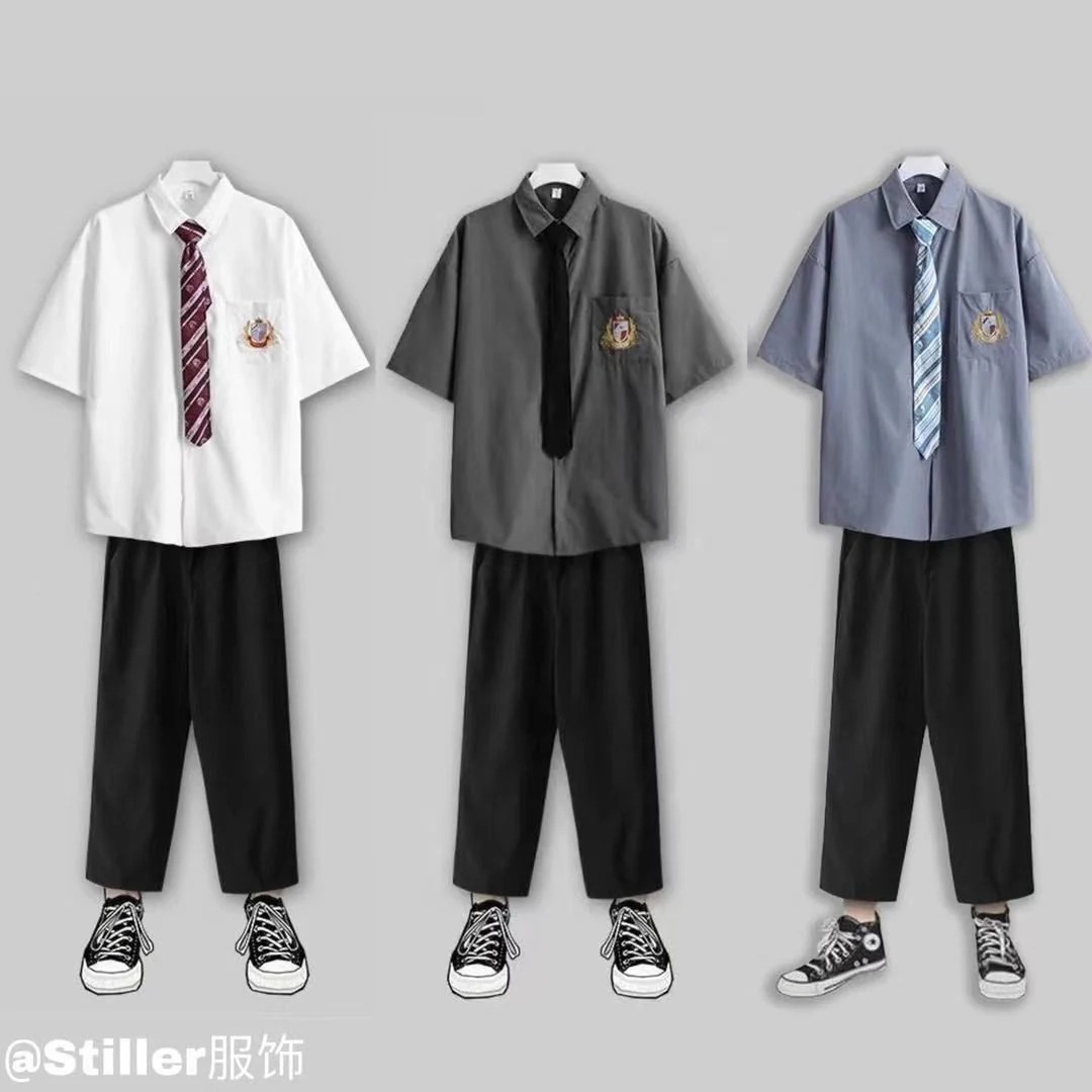 3点セットメンズシャツ カジュアル上着+ジーンズ 韓国ファッション Tシャツ夏服 涼しく楽ちんセットアップ 制服