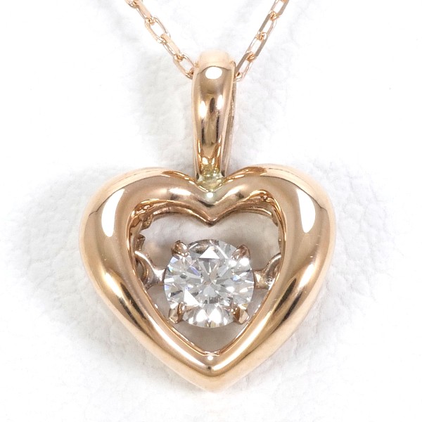 K10 10金 PG ピンクゴールド ネックレス ダイヤ 0.08 約39cm ジュエリー 中古