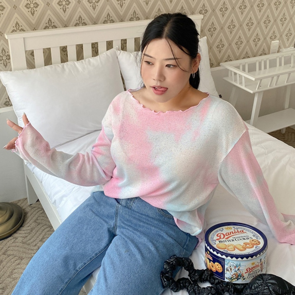 【JSTYLEのイーブレット】ブゼンビーウォータープリントウェーブニットTシャツ