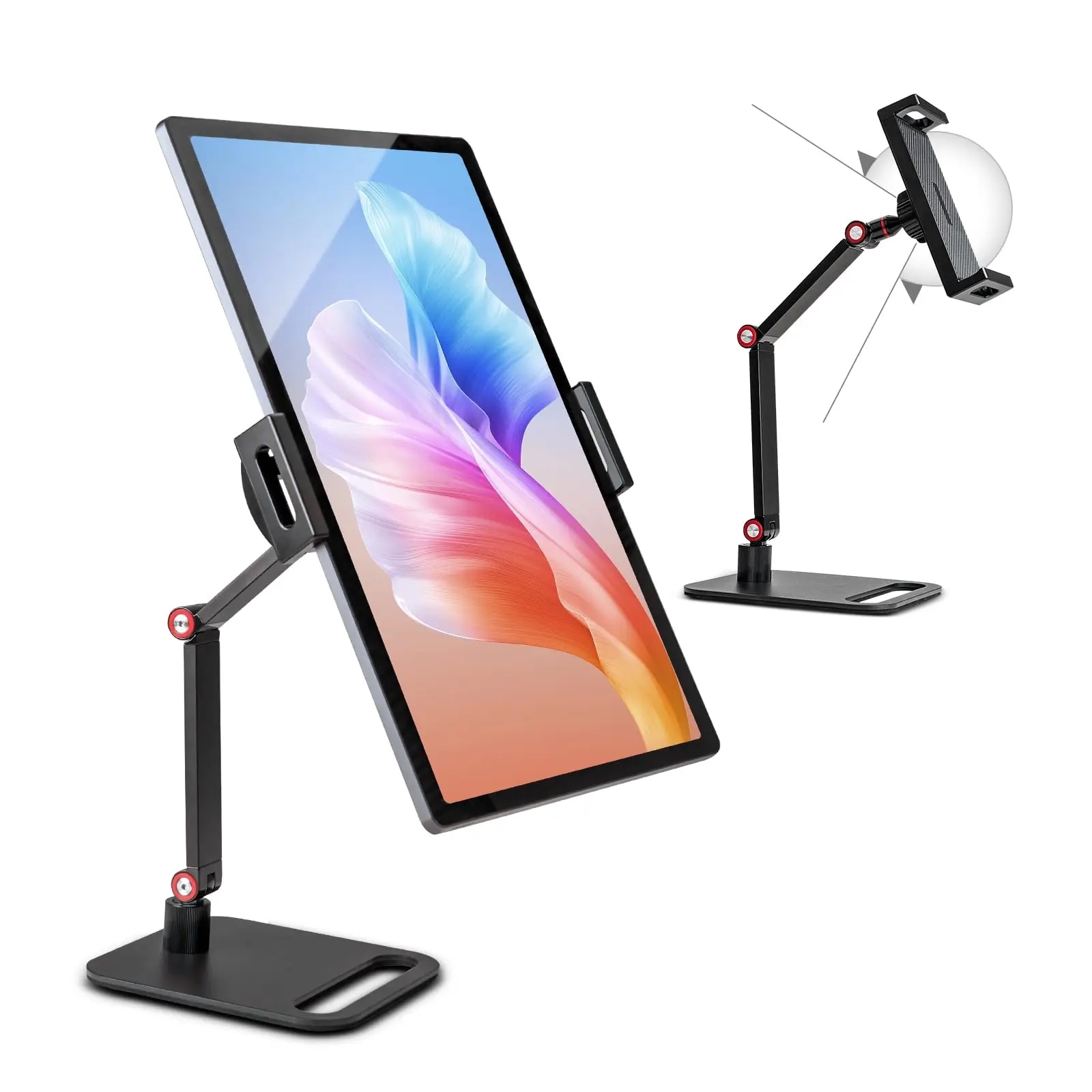 IPad,iPhone,タブレット用の調整可能なアーム付きタブレットスタンド,360 回転,多機能デスクトップ携帯電話ホルダー,折りたたみ式スタンド