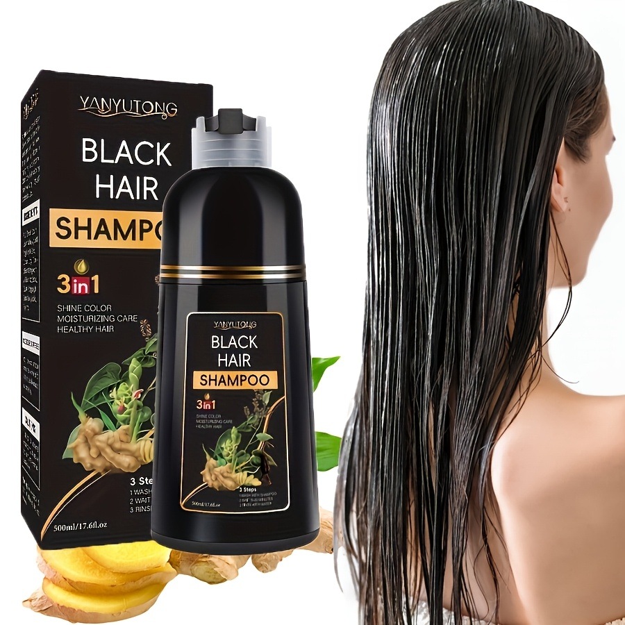 500ml ブラックヘアダイシャンプー 保湿ハーブ配合 長持ち速乾ヘアダイ ソフトニングシャンプー 全髪質対応 レディースメンズ