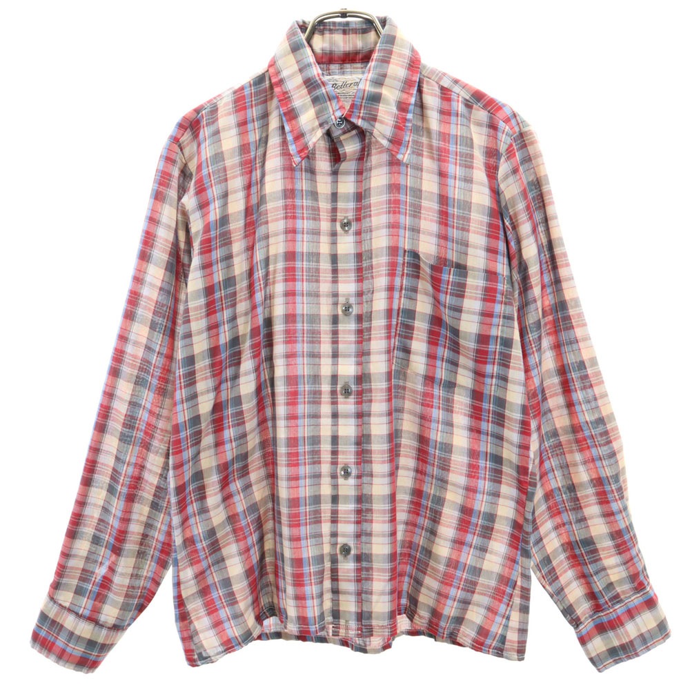 Bellcraft 70s 80s ヴィンテージ チェック柄 長袖 シャツ S レッド系 メンズ 5,465円
