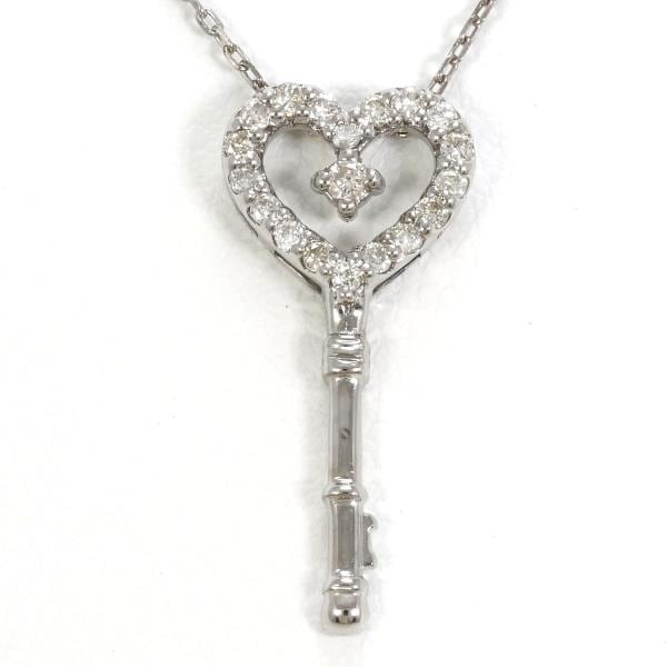 K10 10金 WG ホワイトゴールド ネックレス ダイヤ 0.10 約40cm ジュエリー 中古