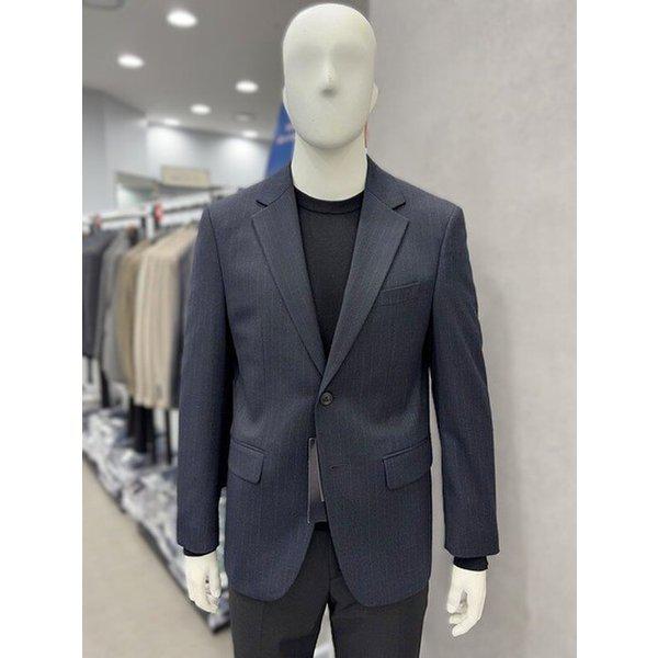 メンズ秋冬ウール混紡ネイビー ストライプ 115 ビッグサイズ カジュアル セットアップ コンビ ジャケット