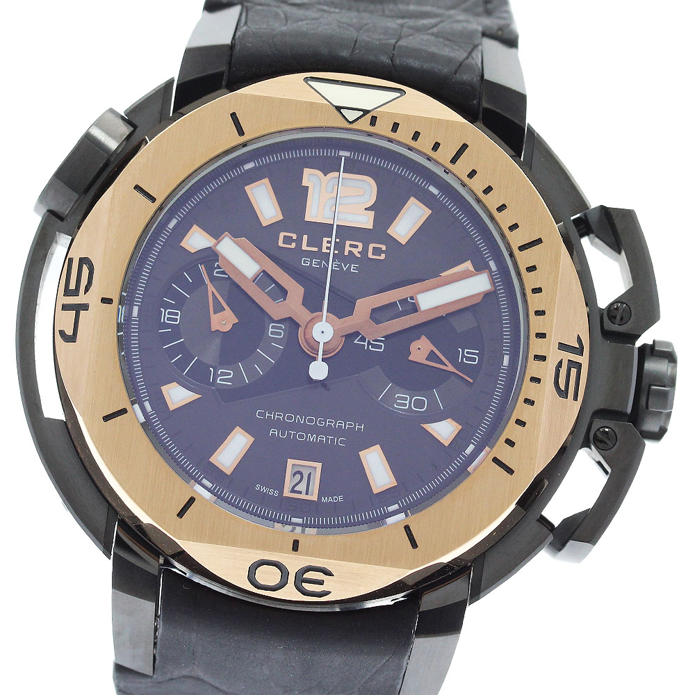 クレール CLERC CHY-353 ハイドロスカフ セントラル クロノグラフ PGベゼル 自動巻き メンズ 美品 _889329【中古】