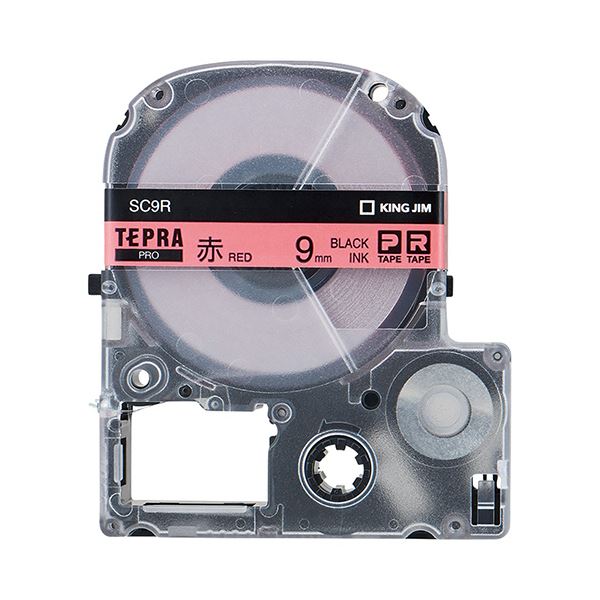 (まとめ）キングジム テプラ PRO テープカートリッジ パステル 9mm 赤/黒文字 エコパック SC9R-5P 1パック(5個)(×3セット)