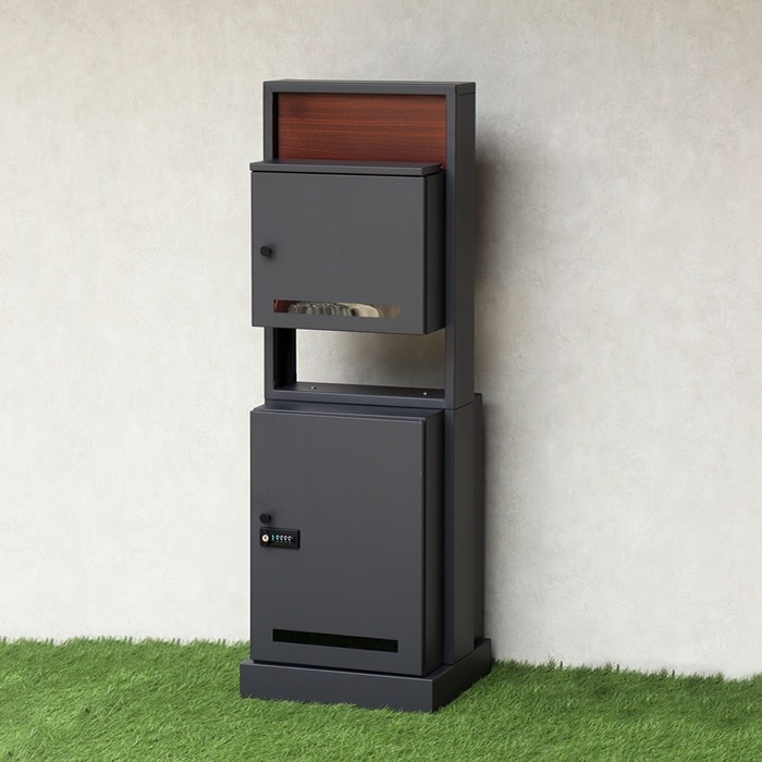 門柱型宅配ボックス付ポスト PBX-135 ダークグレー