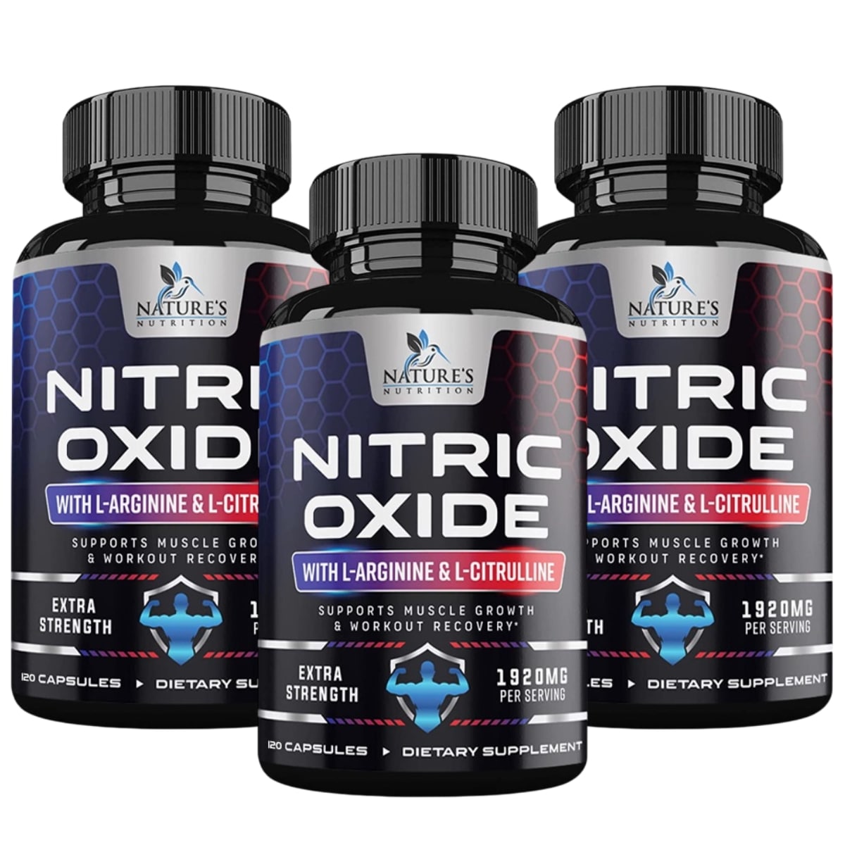 NITRIC OXIDE WITH L-ARGININE 60 Capsules x 3 Bottles