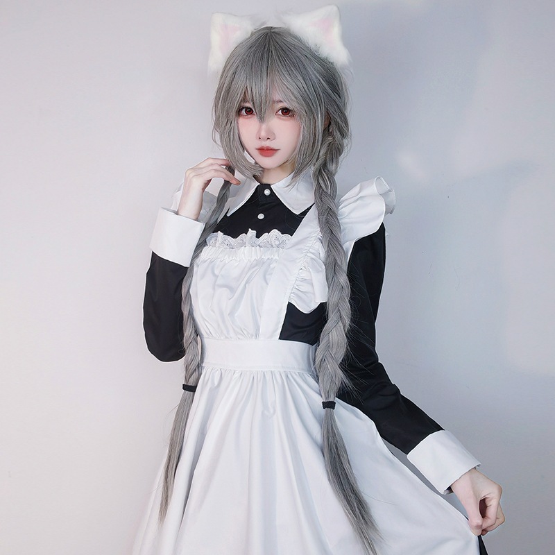 2026新入荷！【早割り】韓国白黒長袖男性女性服lolita女性cos服伝統的なメイド変装女性