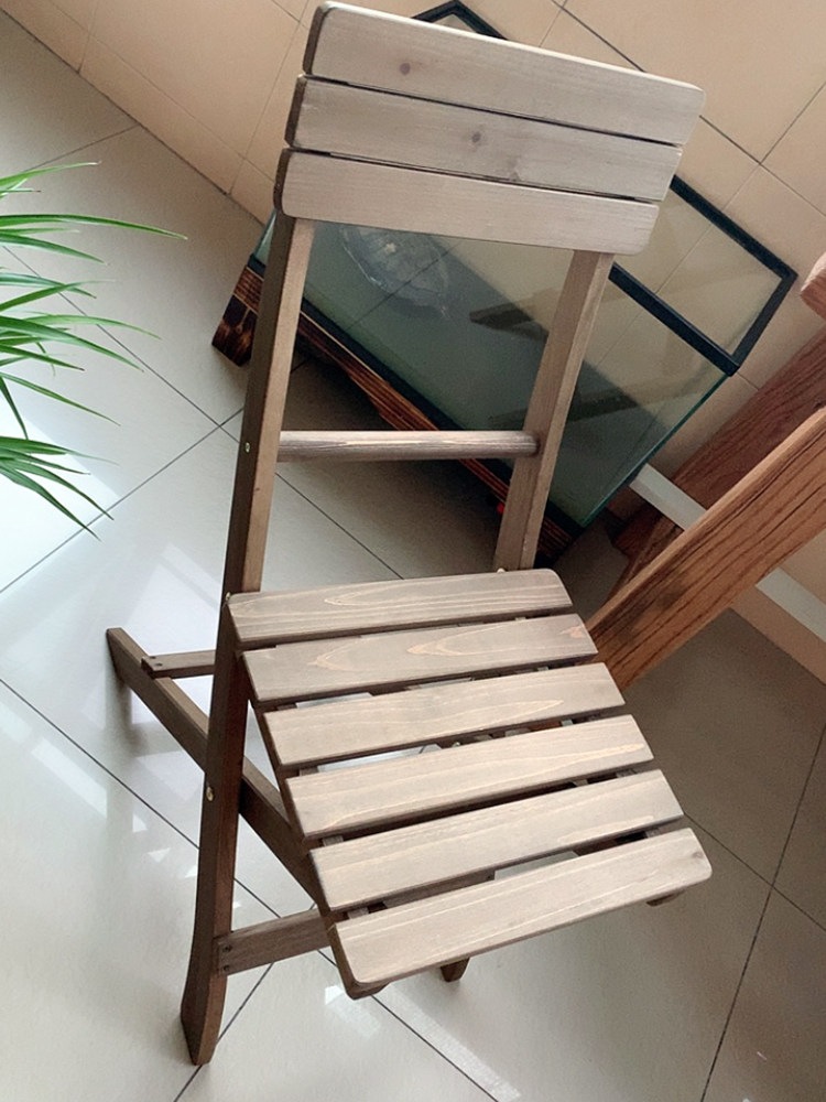 無垢材折りたたみ背もたれ椅子レトロなバルコニー用座席屋外用ポータブル折りたたみ椅子