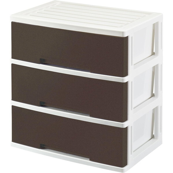 ニューライフ ワイドチェスト3段 ブラウン メーカー直送