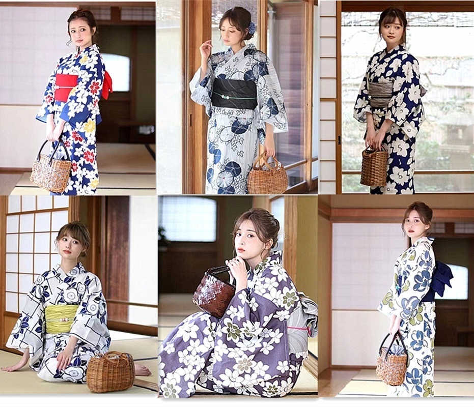 日本の伝統的な着物 浴衣 レディース フォーマル コットンスタイル 日本の写真撮影 旅行 Cos 服 Yukata