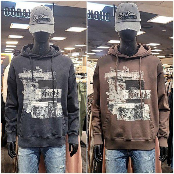 男性用3段ミニ裏毛グラフィックフード付きTシャツ_US