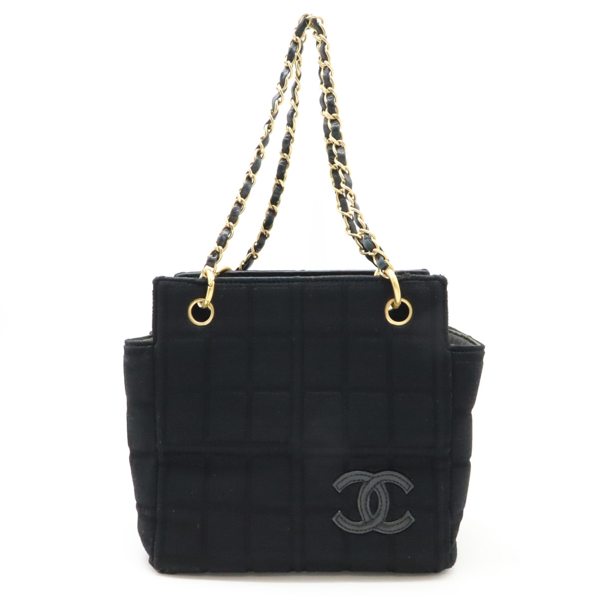 チョコバー ココマーク チェーントートバッグ ショルダーバッグ コットンジャージー レザー ブラック 黒 ゴールド金