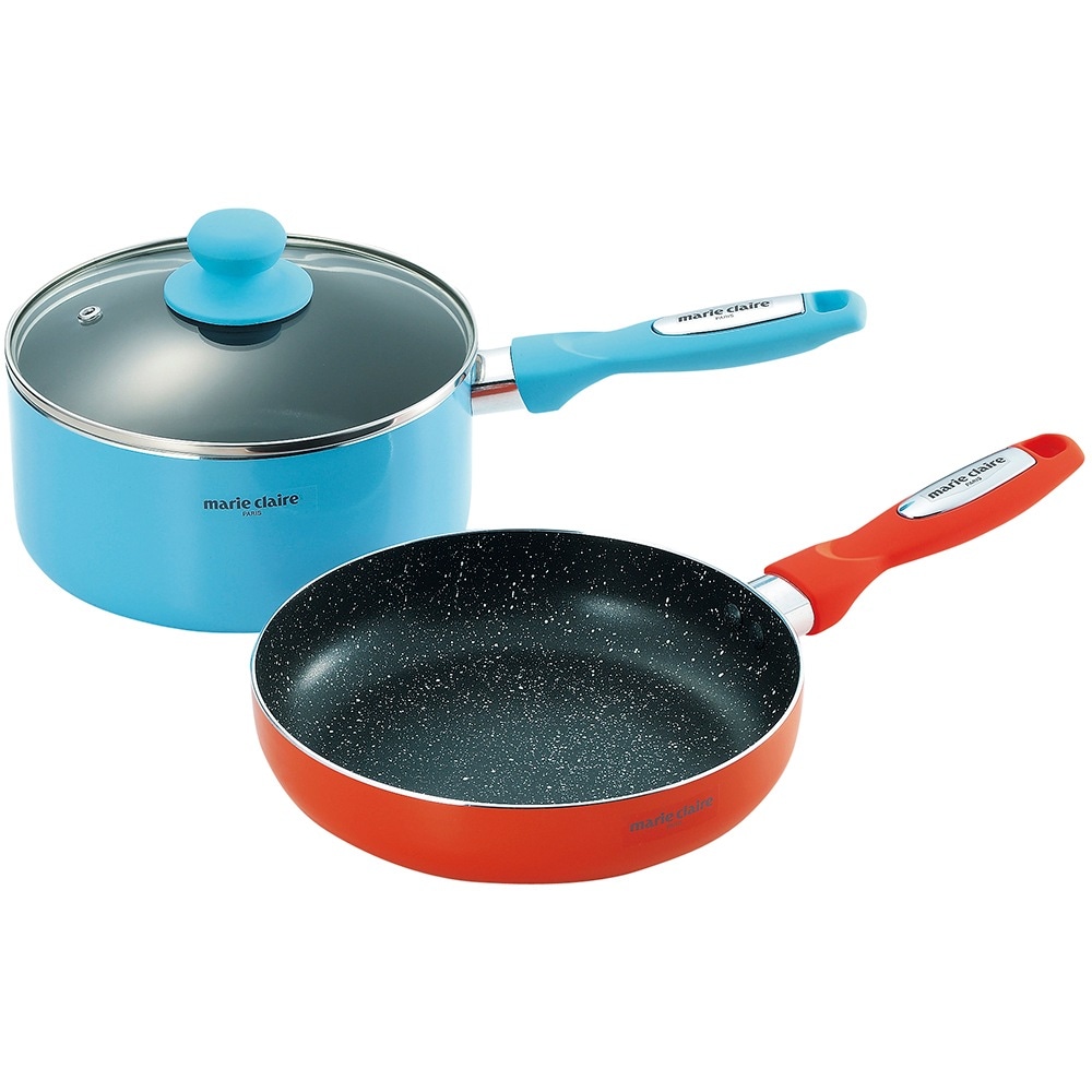 マリクレール カラーズ アルミ片手鍋18cm&フライパン20cm MC-076R B075-066 ラッピング無料 のし無料 メッセージカード無料 ギフト 詰め合わせ ギフトセット A31