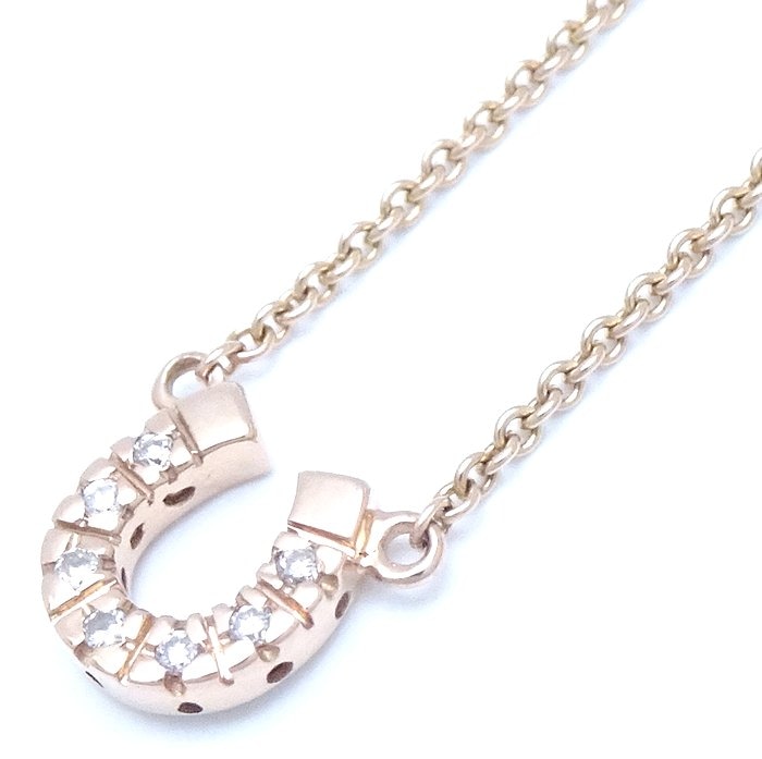 ホースシュー ネックレス 7Pダイヤモンド K18PG ピンクゴールド/292696【中古】