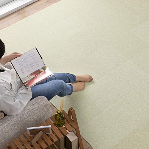 【日本製 撥水 消臭 洗える】サンコー ずれない タイルカーペット 30×30cm ライトグリーン 60枚 フラットタイプ おくだけ吸着 ジョイントマット KE-38