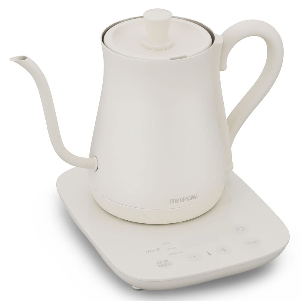 アイリスオーヤマ(IRIS OHYAMA) 電気ケトル 温度調節 ドリップケトル ケトル 600ml 10段階温度調節付 保温設定付 沸騰後自動電源OFF コーヒー 紅茶 緑茶 おしゃれ IKE-C6