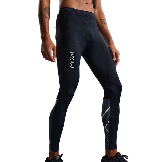 2XU(ツータイムズユー) 2024 メンズ ライトスピードリアクトコンプレッション タイツ MCSコンプレッションロングタイツ MA7049B-BLK／WRF(24y9mトレーニング)
