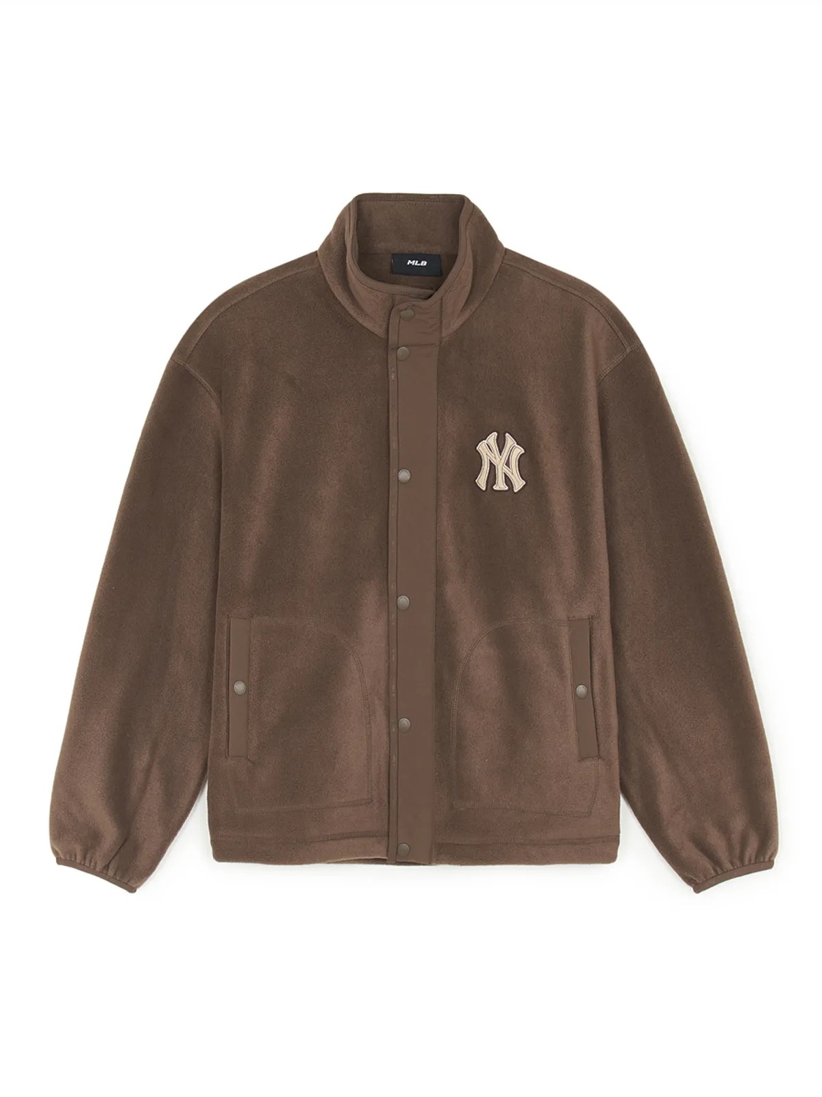 ウーブンミックスフリーススタンネックジップアップNY(Brown)