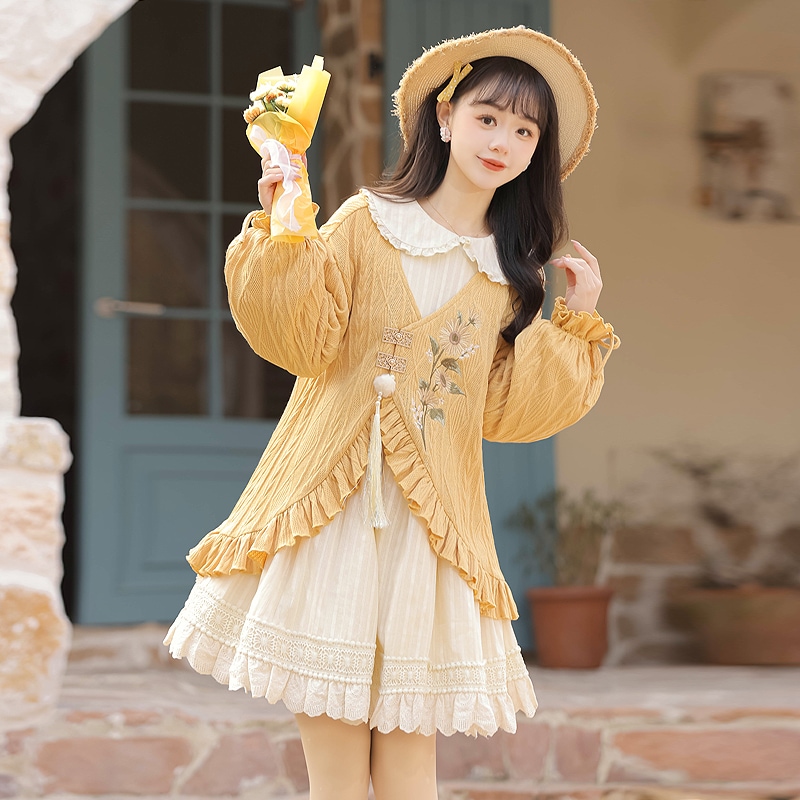 牧歌的かつチャイナ要素のあるオリジナルロリータプリンセス日常的にキュートでスイートでエレガントなクラロリータドレス