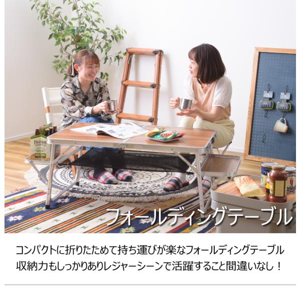 東谷 収納力抜群 トレー ネット付き フォールディングテーブル アウトドア 折りたたみテーブル ODL-556 メーカー直送