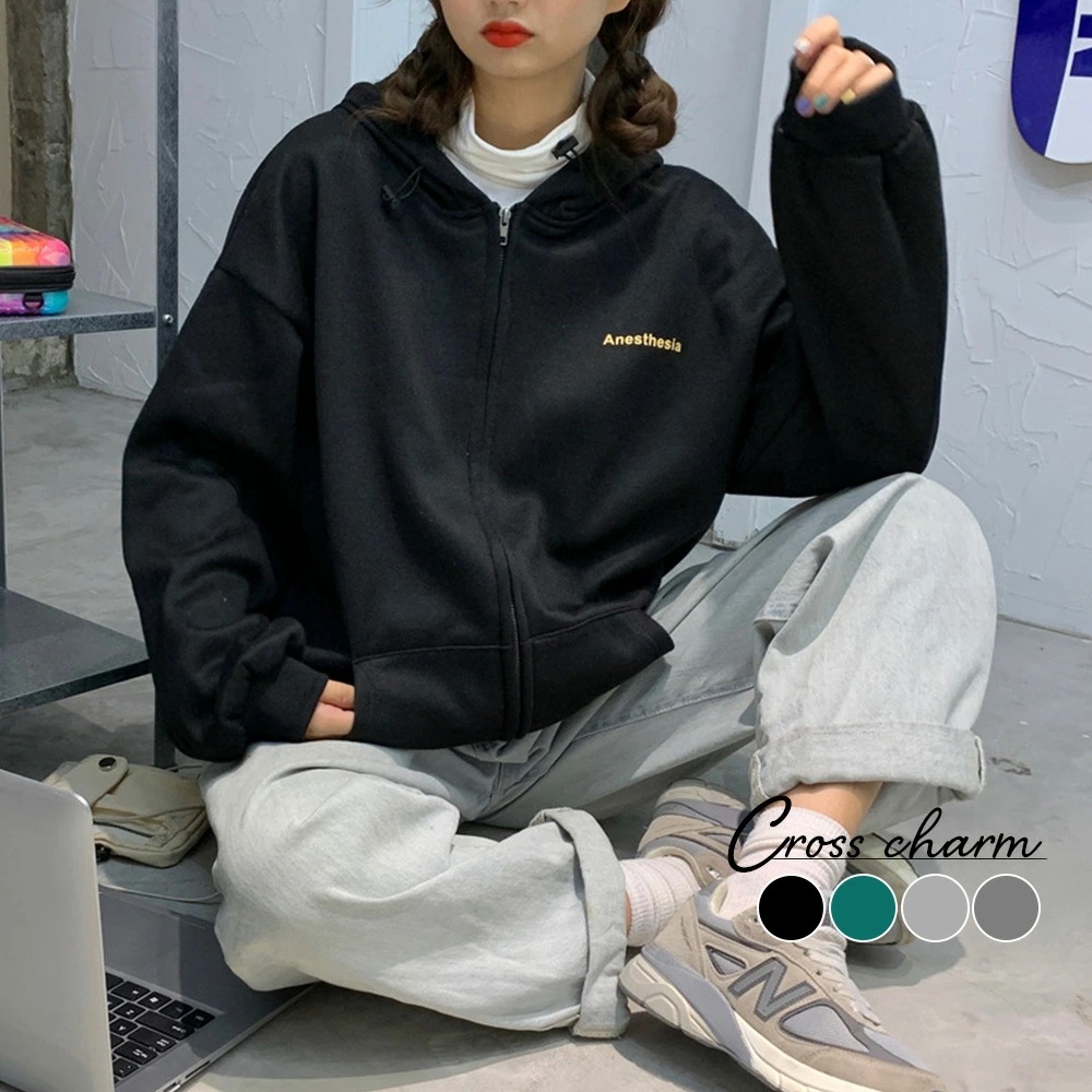 パーカー レディース スウェット トレーナー 韓国ファッション 大きいサイズ トップス ビッグパーカー ビックシルエット おしゃれ 無地 オルチャンファッション 韓国服 ジップアップ アウター