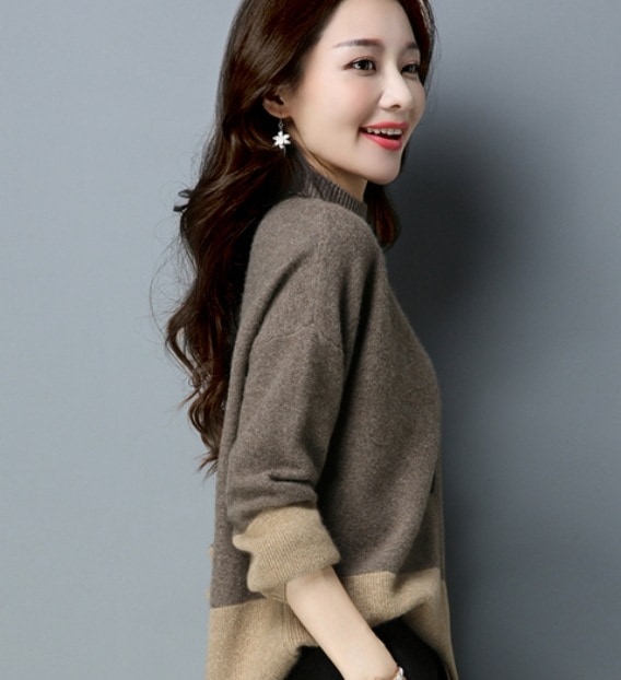 デート モテアイテム ニットソー ニットワンピ 長袖 ラウンドネック 切り替えデザイン ウール 可愛い きれいめ 上品 おしゃれ かっこいい 可愛い ラブリー キュート ガーリー クール