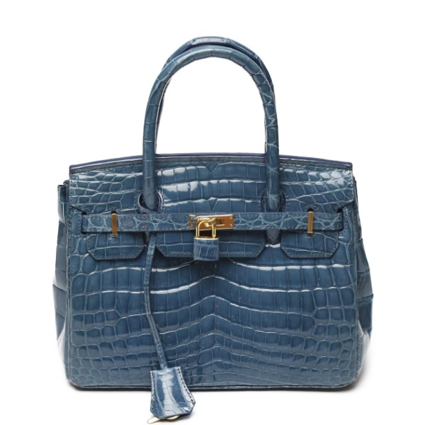 クロコダイルB25 シャイニング クロコダイル ヘンローン社製 ブルー