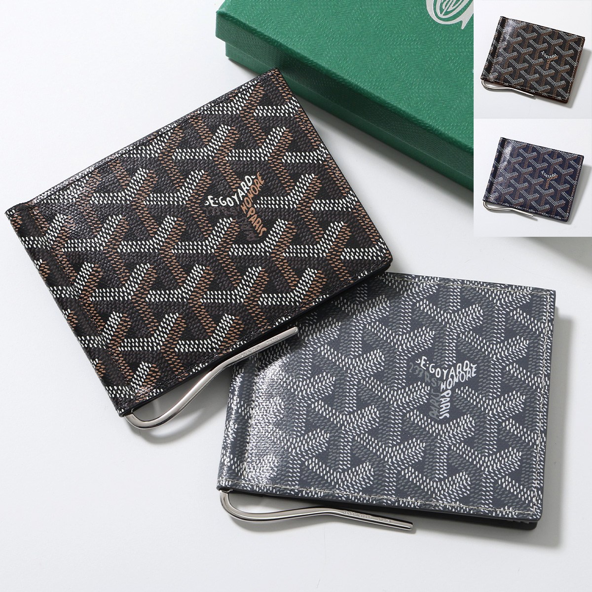 GOYARD ゴヤール 二つ折り財布 SAINT THOMAS サン・トマ メンズ マネークリップ キャンバス × レザー 小銭入れなし ミニ財布 カラー4色