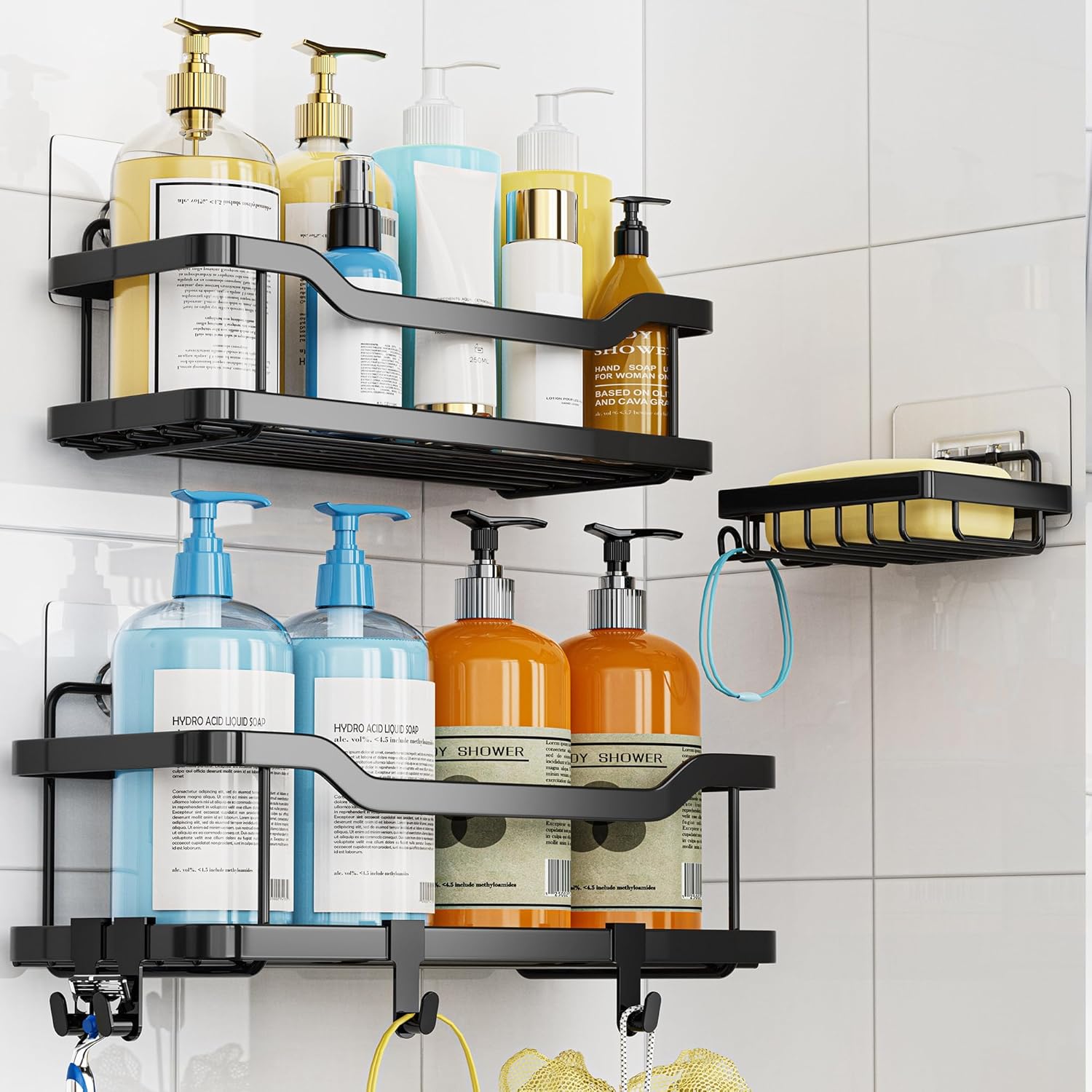OMAIRA Shower Caddy Shower Organizer Adhesive Shower Shelf, Rustproof No Drilling SUS304 Stainless S