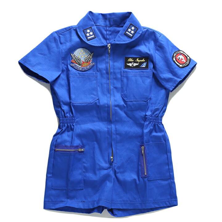 防衛省 自衛隊 グッズ 航空自衛隊 空自 ブルーインパルス キッズ オーバーオール つなぎ カバーオール パイロット フライトスーツ 飛行服 ドルフィンマーク