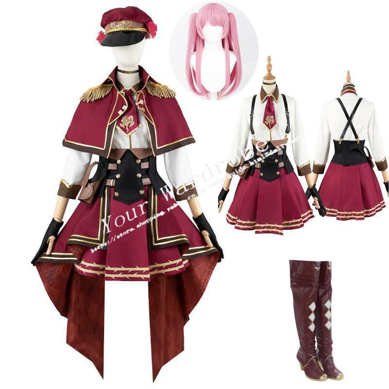 バーチャルYouTuber Vtuber 風 ロゼミ ラブロック Rosemi Lovelock スプレ衣装 ウィッグ 靴 アニメ ゲーム パーティーグッズ 仮装
