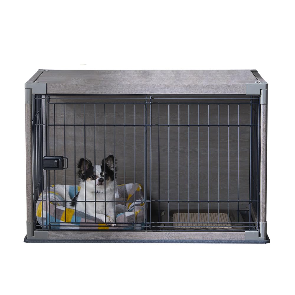 アイリスオーヤマ 犬 サークル ウッディサークル インテリア グレー 小型犬用 幅97.5×奥行66.5×高さ63.5cm PIWS-960