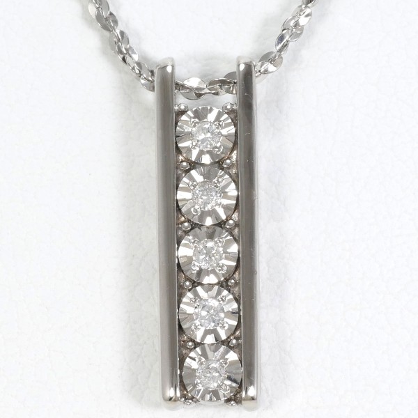 K10 10金 WG ホワイトゴールド ネックレス ダイヤ 約45cm ジュエリー 中古