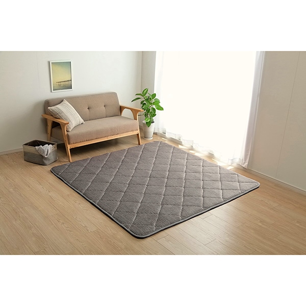 1290970135501 グランドAZ 製品 約2畳用 GY 185×185 ラグ 滑りにくい 防音 厚い コーデュロイ 無地 グレー 床暖房 ホットカーペット対応 こたつ敷布団 メーカー直送