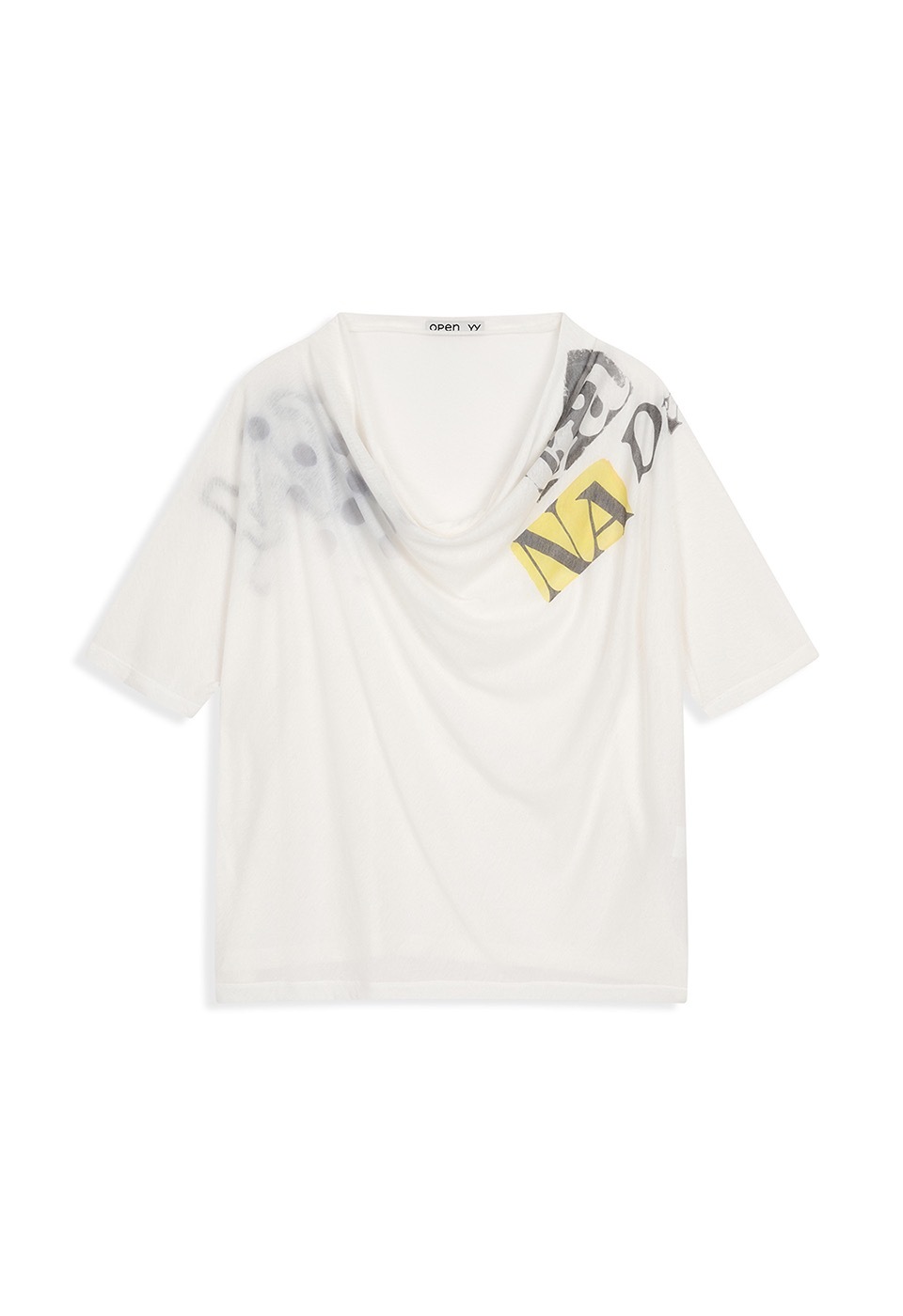 【OPEN Yy】 26SS PHONETIC COWL NECK TEE : WHITE