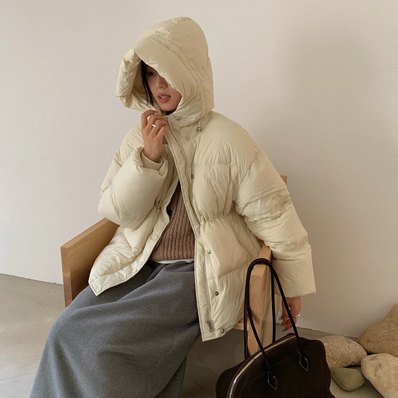 ホワイトダックダウンの韓国風の優しいスタイルのダウンジャケット冬用のシングルブレストの暖かいコート 6,313円