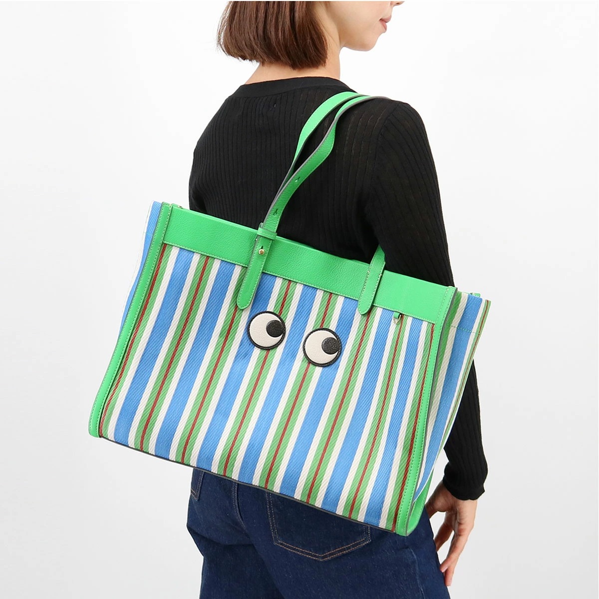5050925200820 Eyes E/W ストライプトートバッグ アイズ BAG A4収納可能　肩掛けOK ブランド