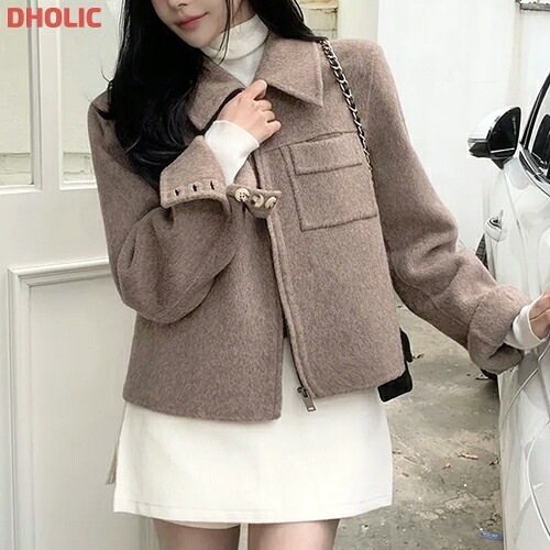 ウールジップアップカラーショート長袖ジャケット・1944084