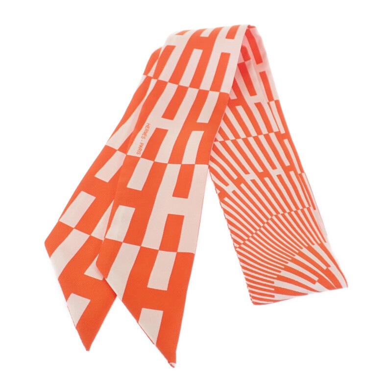 ツイリー OPH 062423S_06 スカーフ シルク BLANC/ORANGE レディース【SAランク】