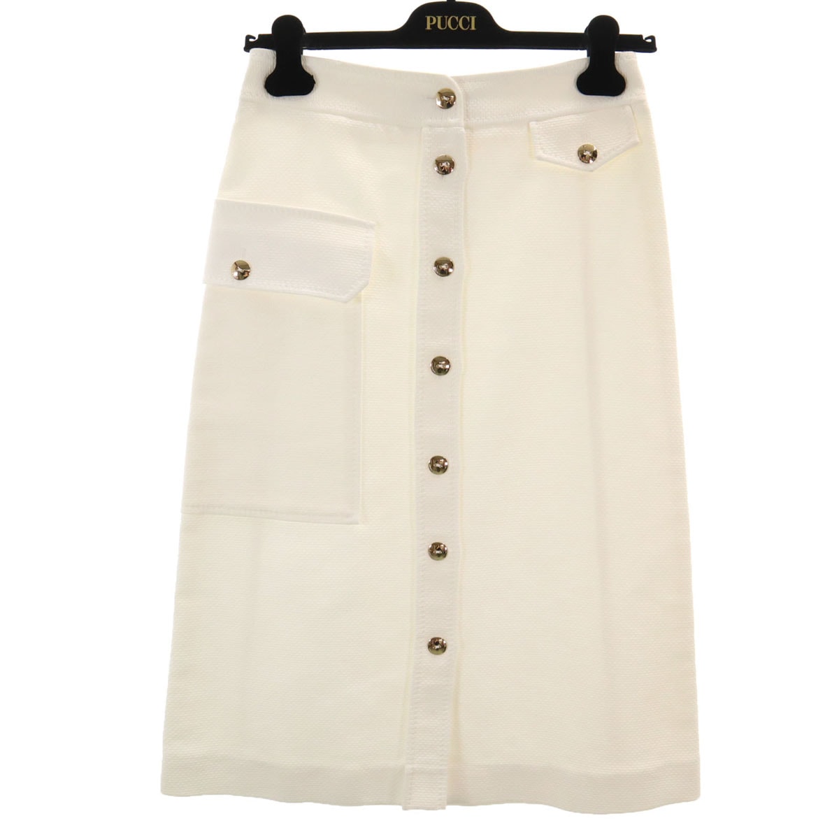イタリア製 ミモレ丈 タイトスカート 38 アイボリー ハンガー付き レディース 古着