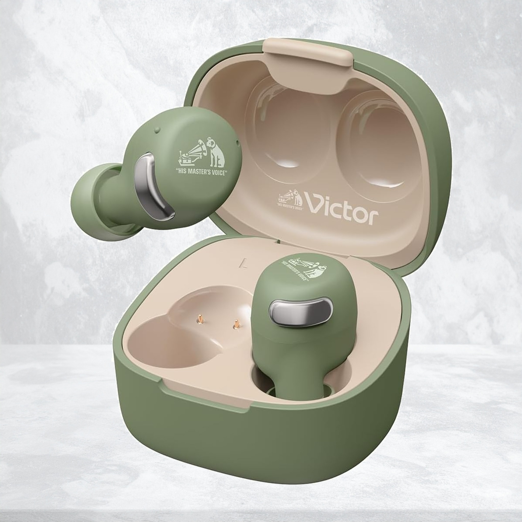 JVCケンウッド Victor HA-A30T2-G ワイヤレスイヤホン Bluetooth Ver.5.3 ノイズキャンセリング アプリ対応 マルチポイント 合計27時間再生 マイク付き 小型 軽量