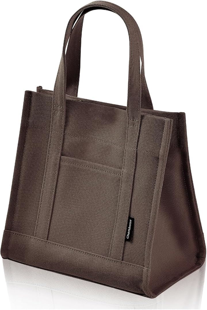 ミニトートバッグ 日本製 自立型 帆布 キャンバス 小さめ ユニセックス ランチバッグ 収納 ギフトにも(チョコ, ミニ)