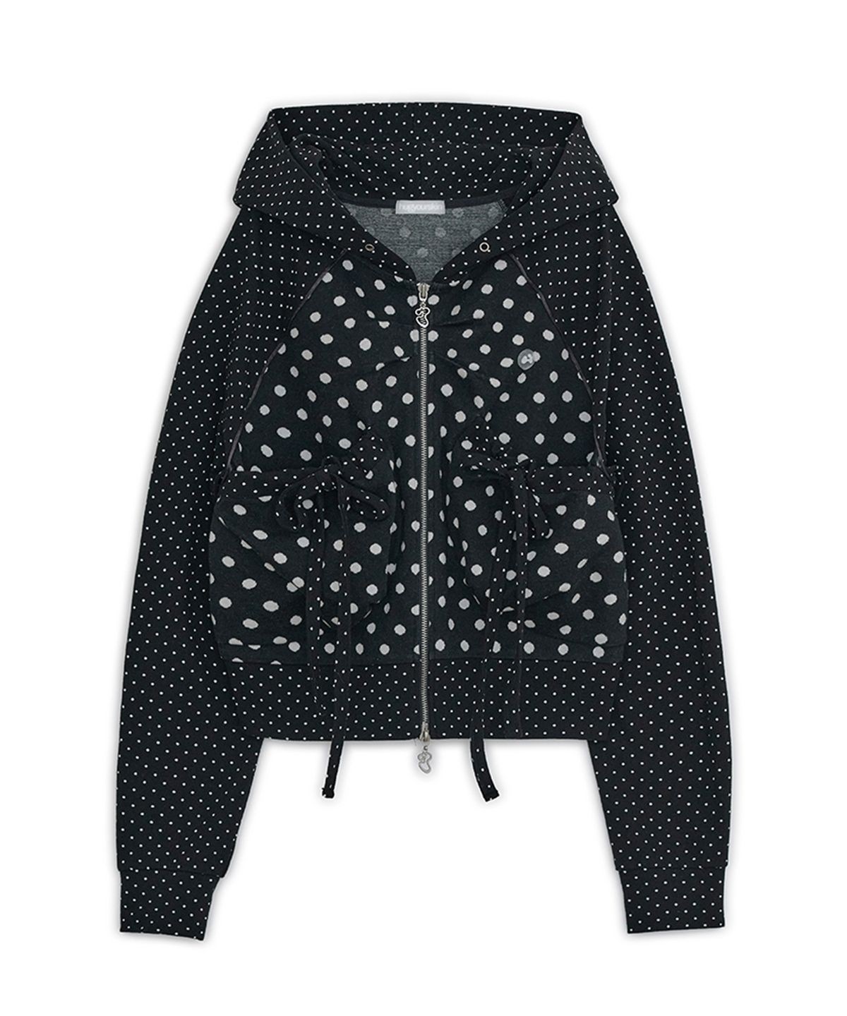 ドット ビッグ ポケット フードジップアップ (グレー/ブラック)
