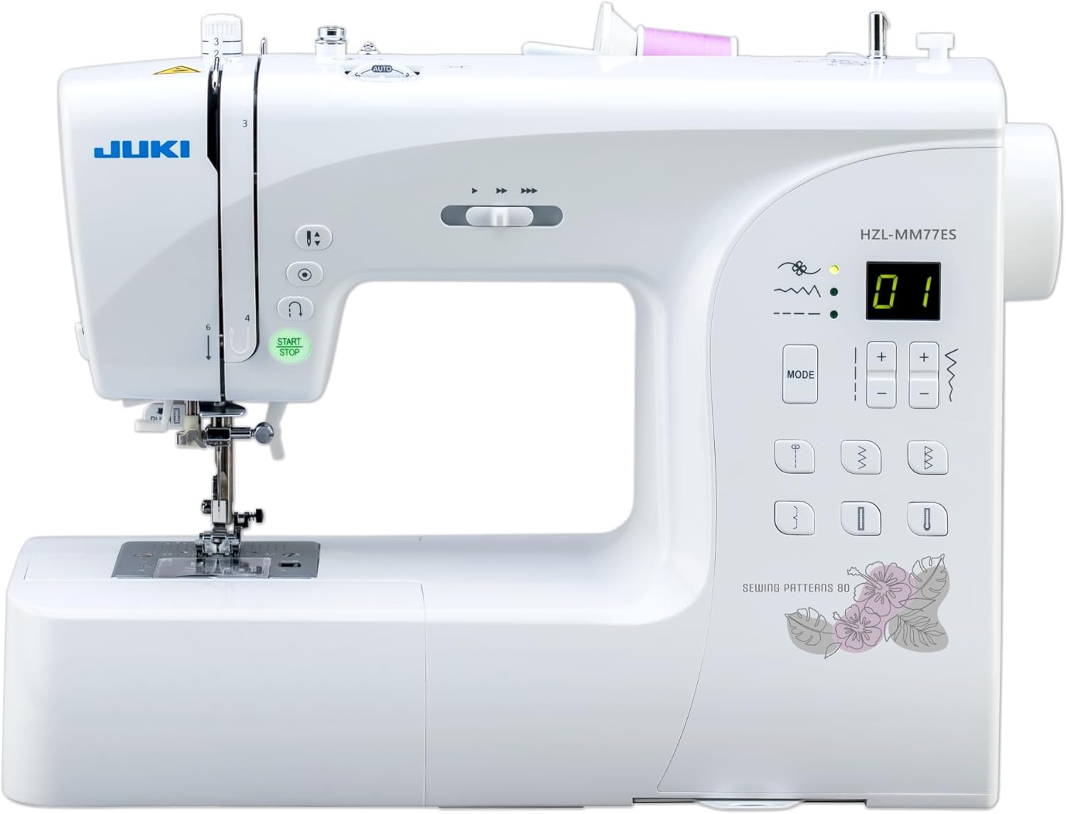 ジューキ HZL-MM77ES コンピュータミシン 【自動糸調子機能】【押え圧調節調節機能】【80種類の縫い模様搭載】【コンパクトでもパワフル】電動ミシン