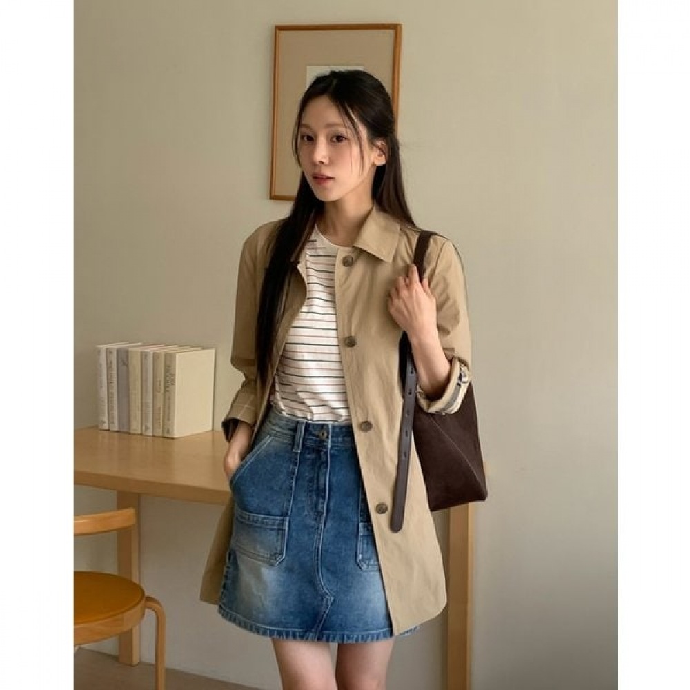 [25SS] ストライプリネンブレンドショートスリーブTシャツアイボリーHSTS5B423IV